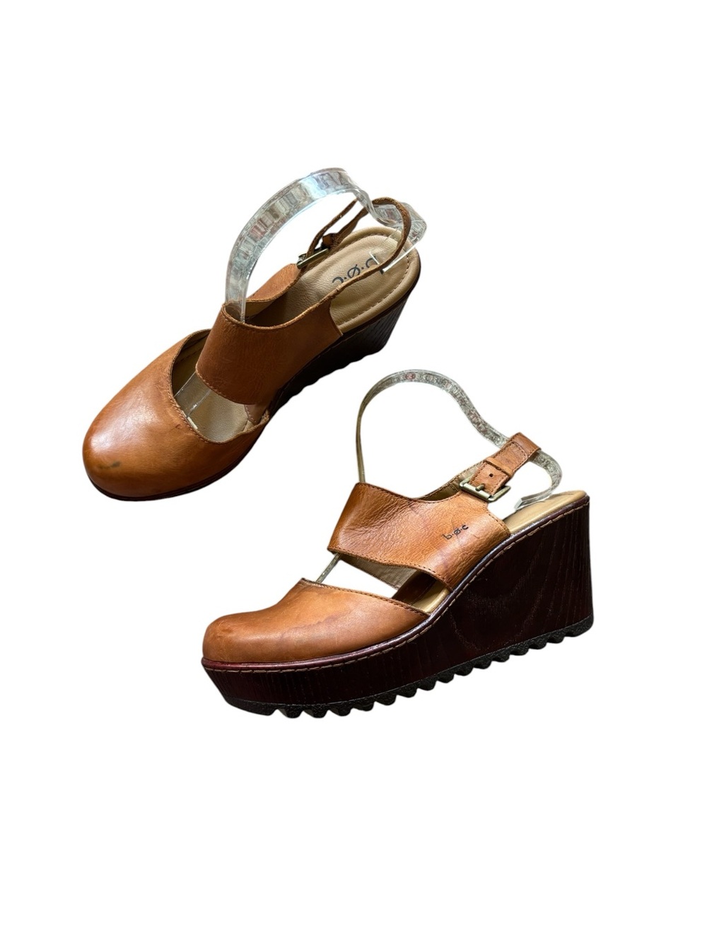 b.o.c. Born Helena Leather Slingback Clog Platform Wedges Womens Size 9 Boho Tan